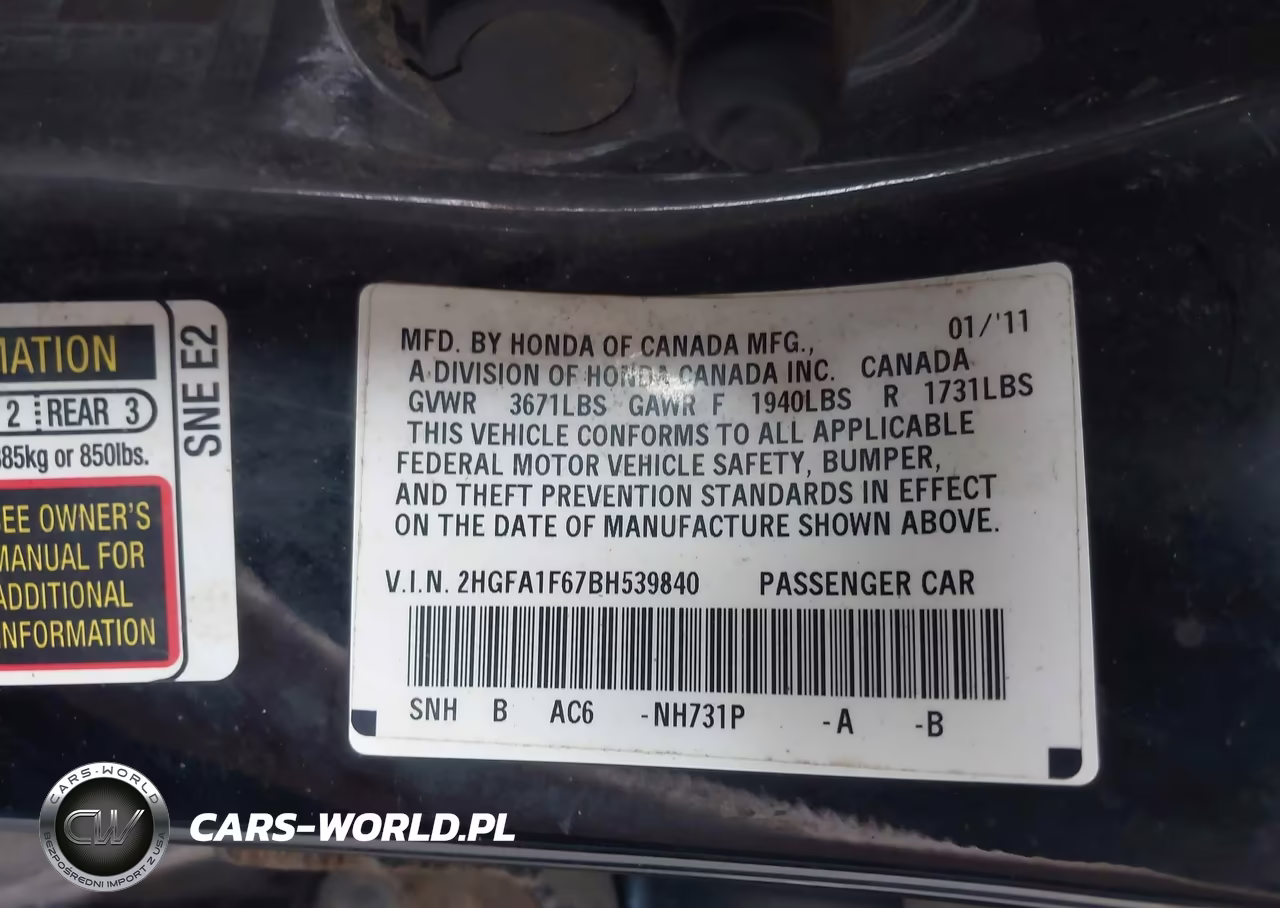 2011 Honda Civic Lx-S VIN:2HGFA1F67BH539840 - 9