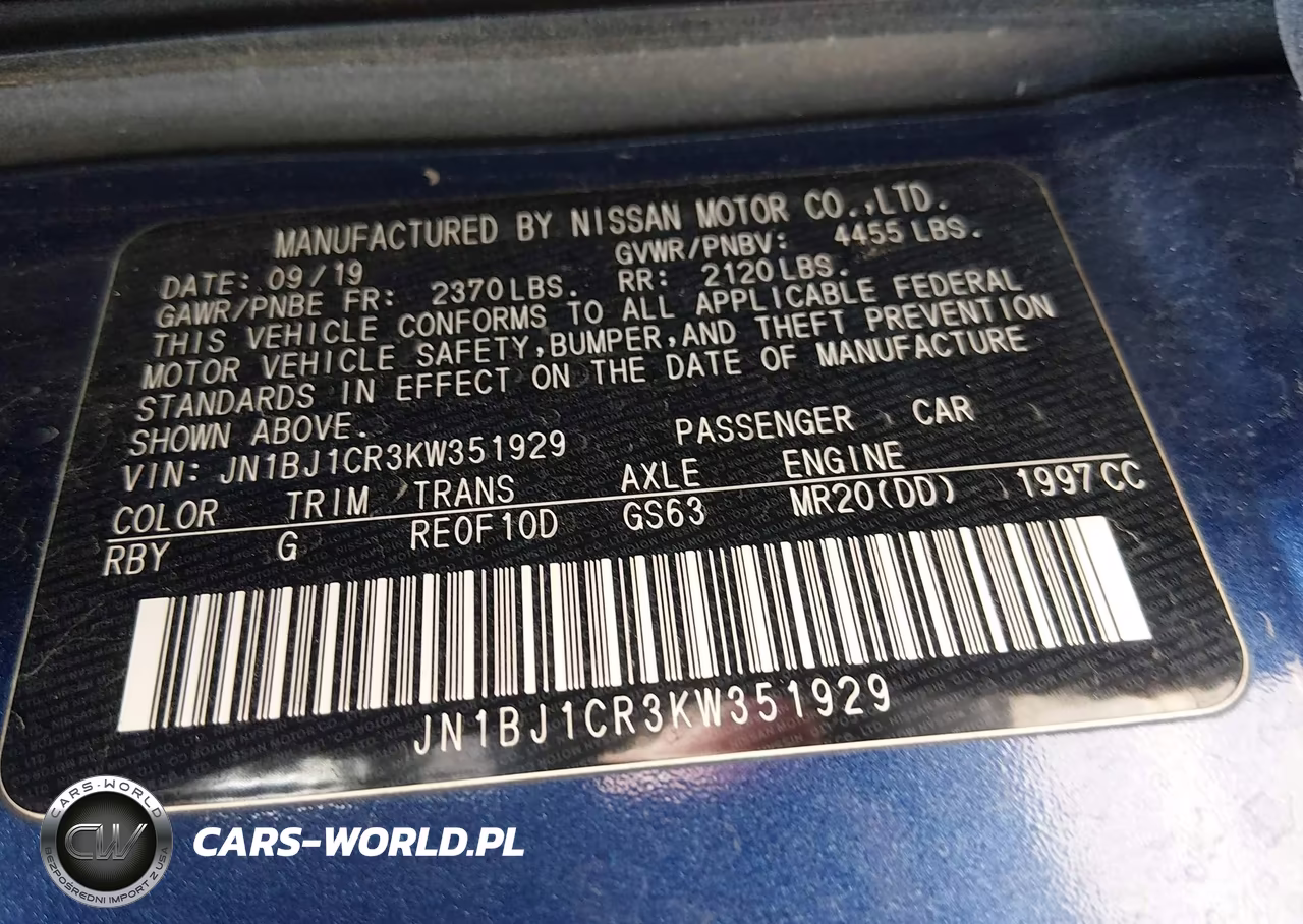 2019 Nissan Rogue Sport S VIN:JN1BJ1CR3KW351929 - 9