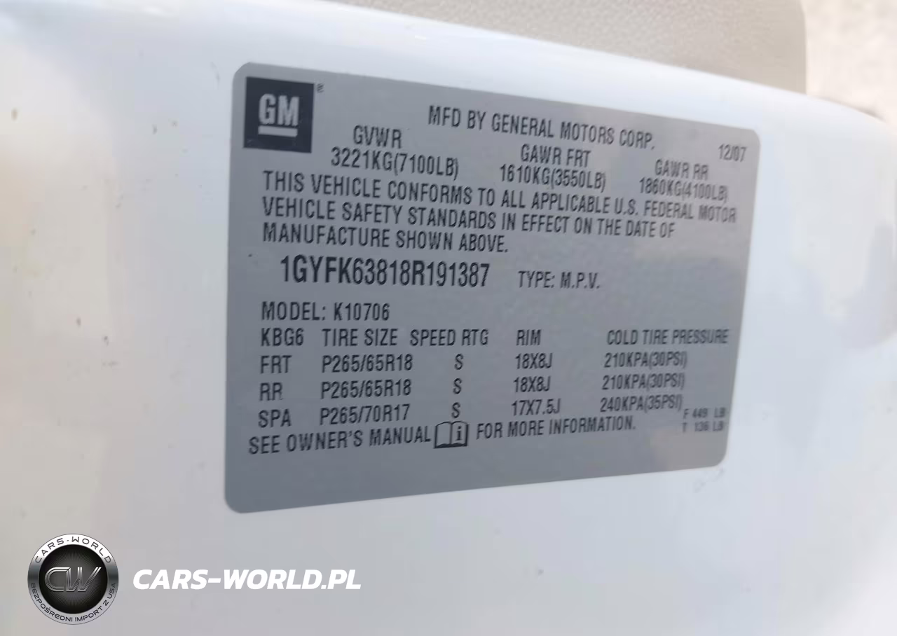 2008 Cadillac Escalade VIN:1GYFK63818R191387 - 9