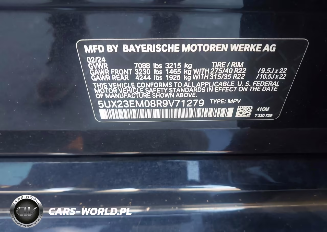 2024 BMW X7 xDrive40I VIN:5UX23EM08R9V71279 - 9
