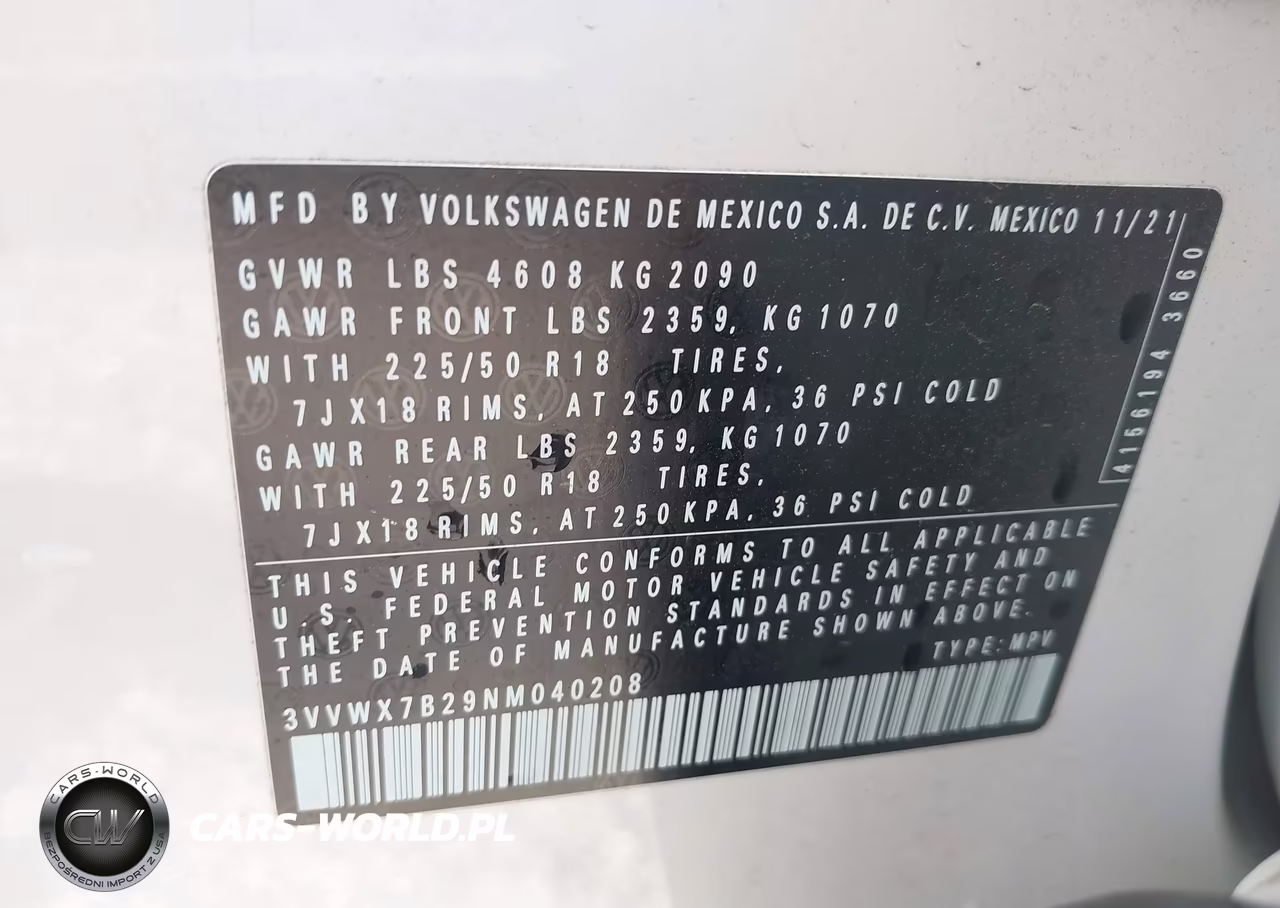2022 Volkswagen Taos 1.5T Se VIN:3VVWX7B29NM040208 - 9