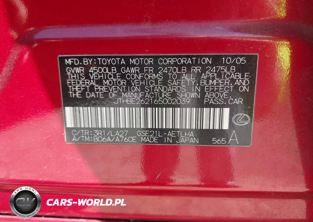 2006 Lexus Is 350 VIN:JTHBE262165002039 - 9
