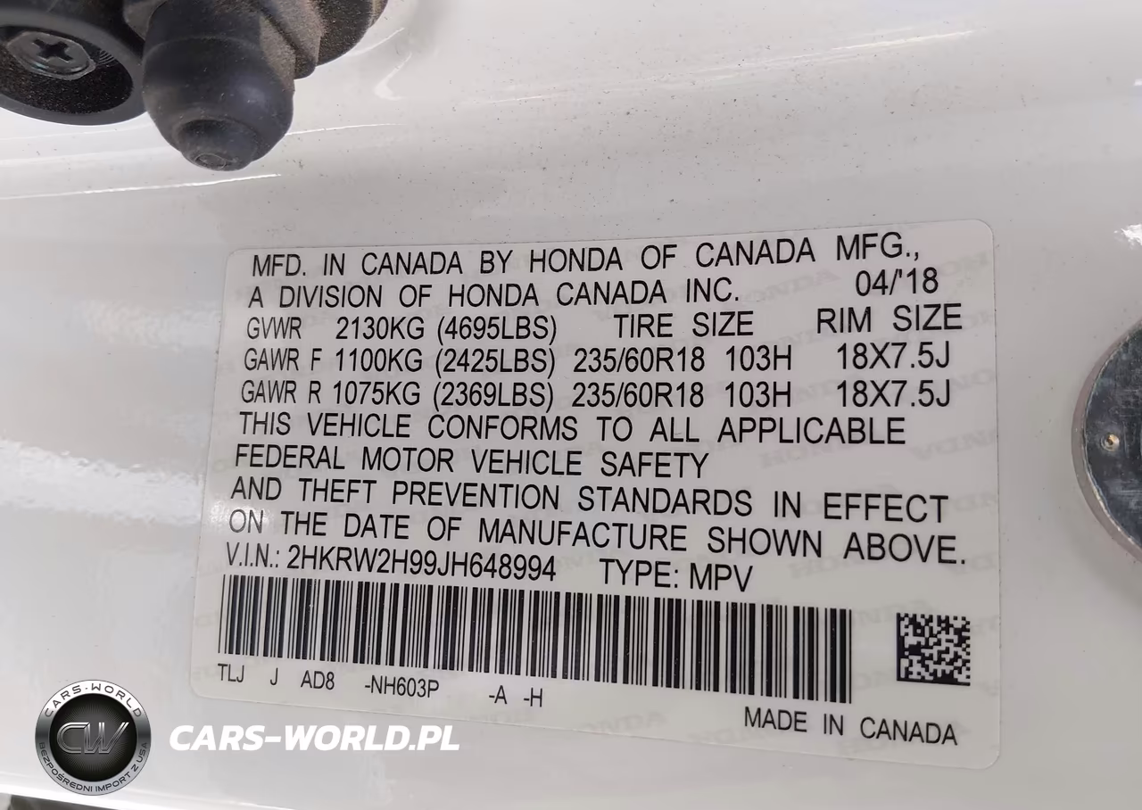 2018 Honda Cr-V Touring VIN:2HKRW2H99JH648994 - 9