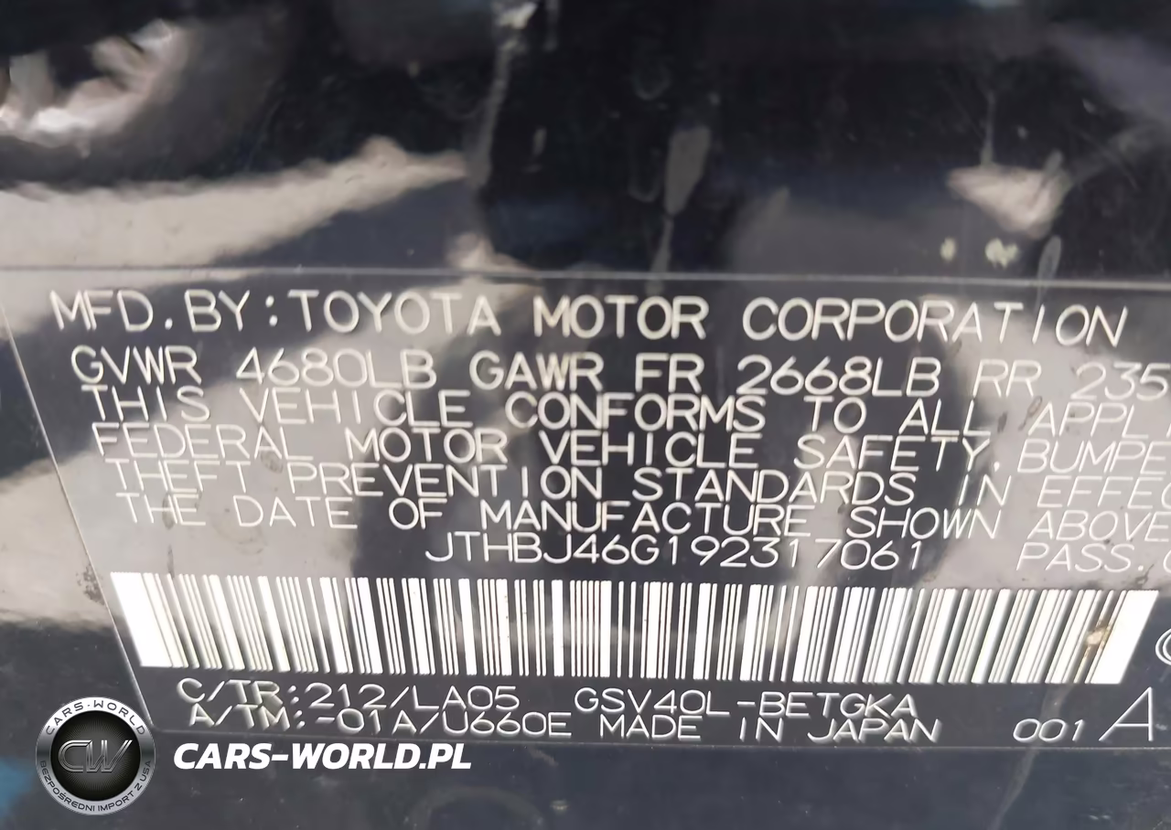 2009 Lexus Es 350 VIN:JTHBJ46G192317061 - 9