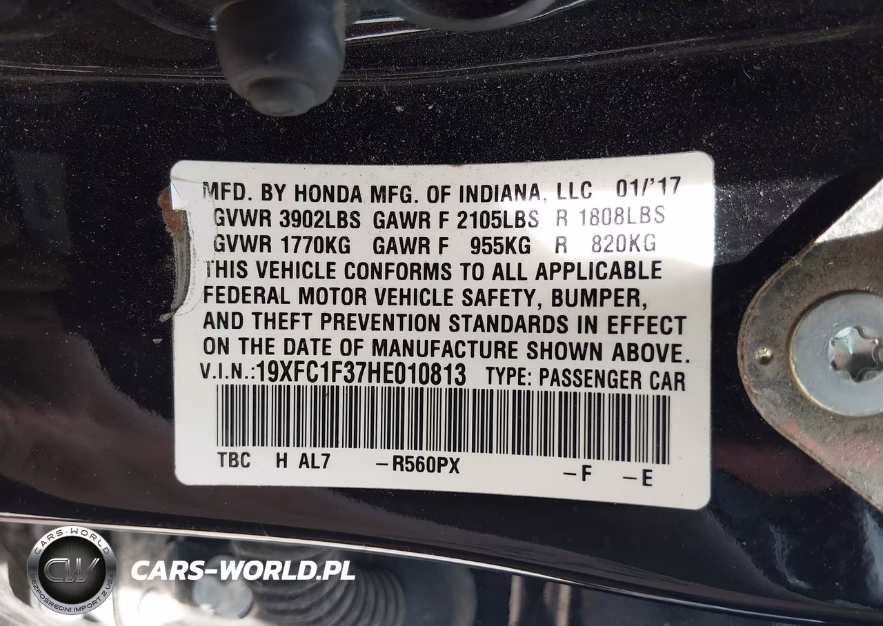 2017 Honda Civic Ex-T VIN:19XFC1F37HE010813 - 9
