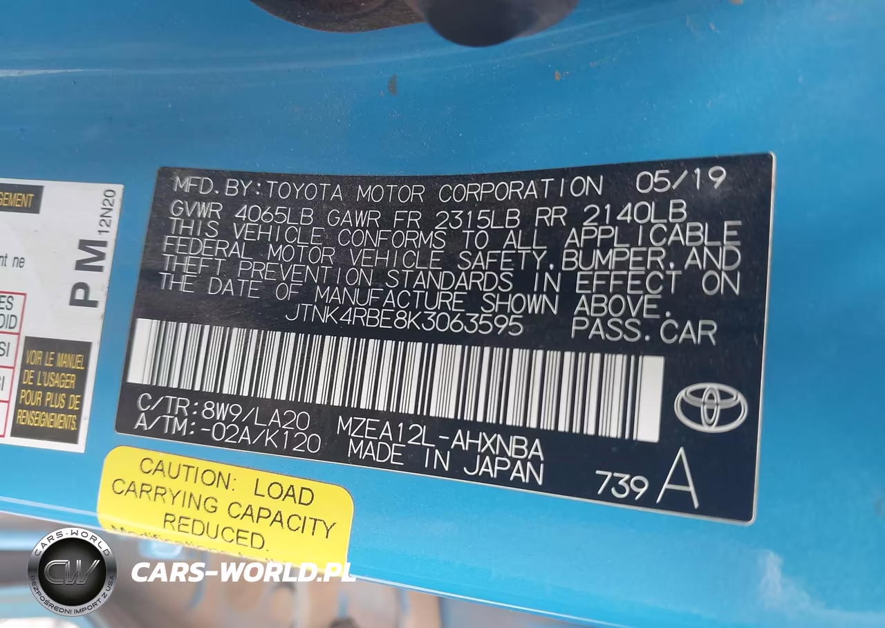 2019 Toyota Corolla Xse VIN:JTNK4RBE8K3063595 - 9