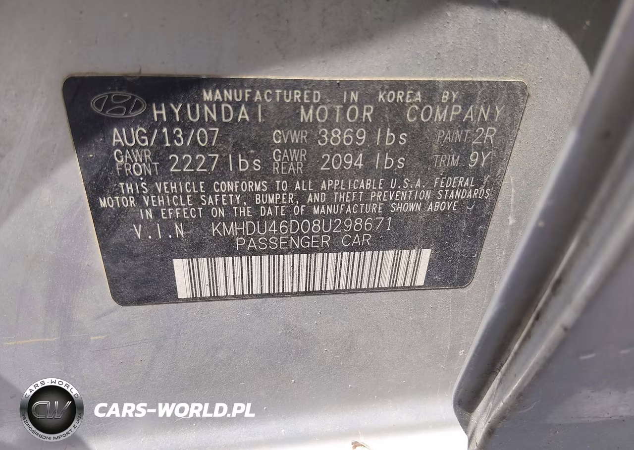 2008 Hyundai Elantra Gls-Se VIN:KMHDU46D08U298671 - 9