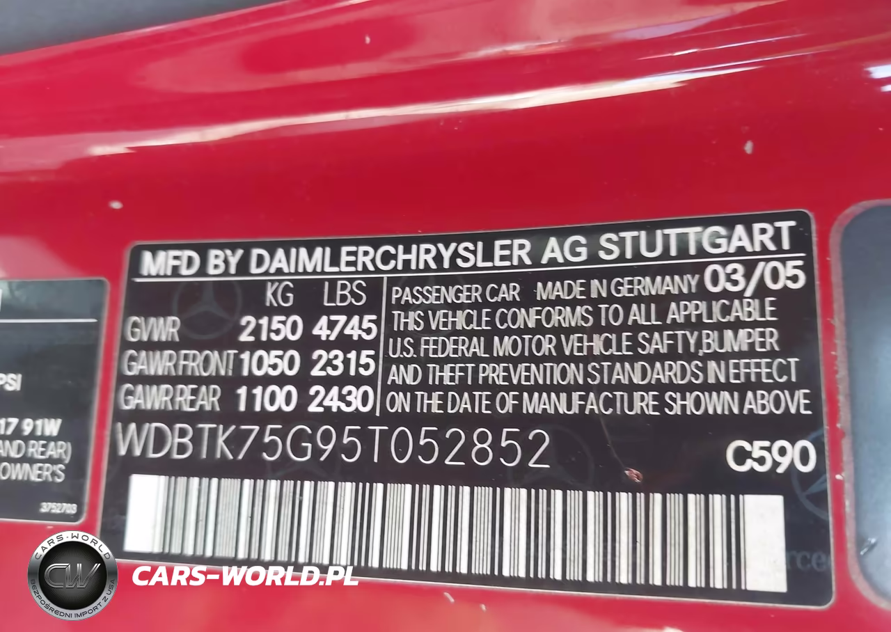 2005 Mercedes-Benz Clk 500 VIN:WDBTK75G95T052852 - 9