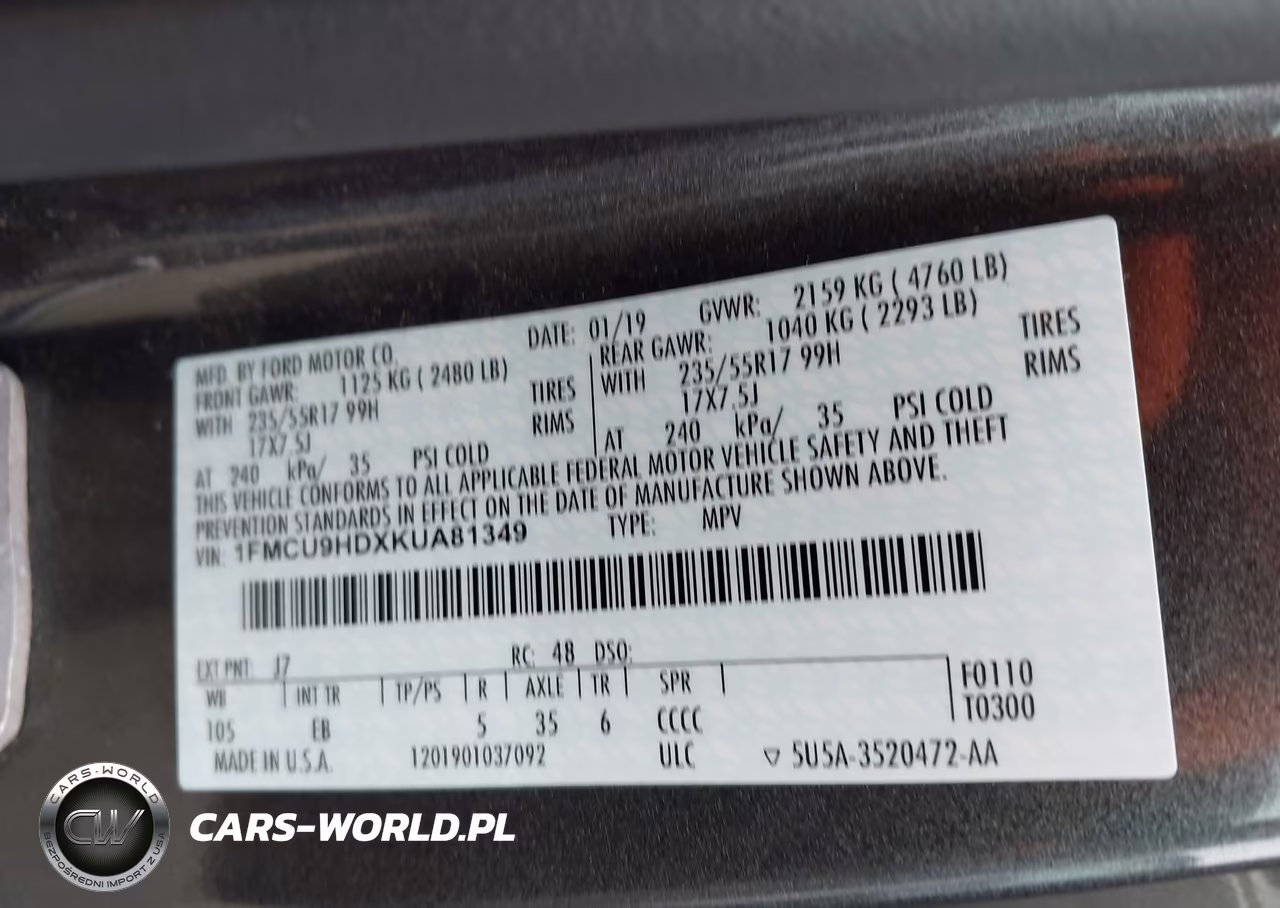 2019 Ford Escape Sel VIN:1FMCU9HDXKUA81349 - 9