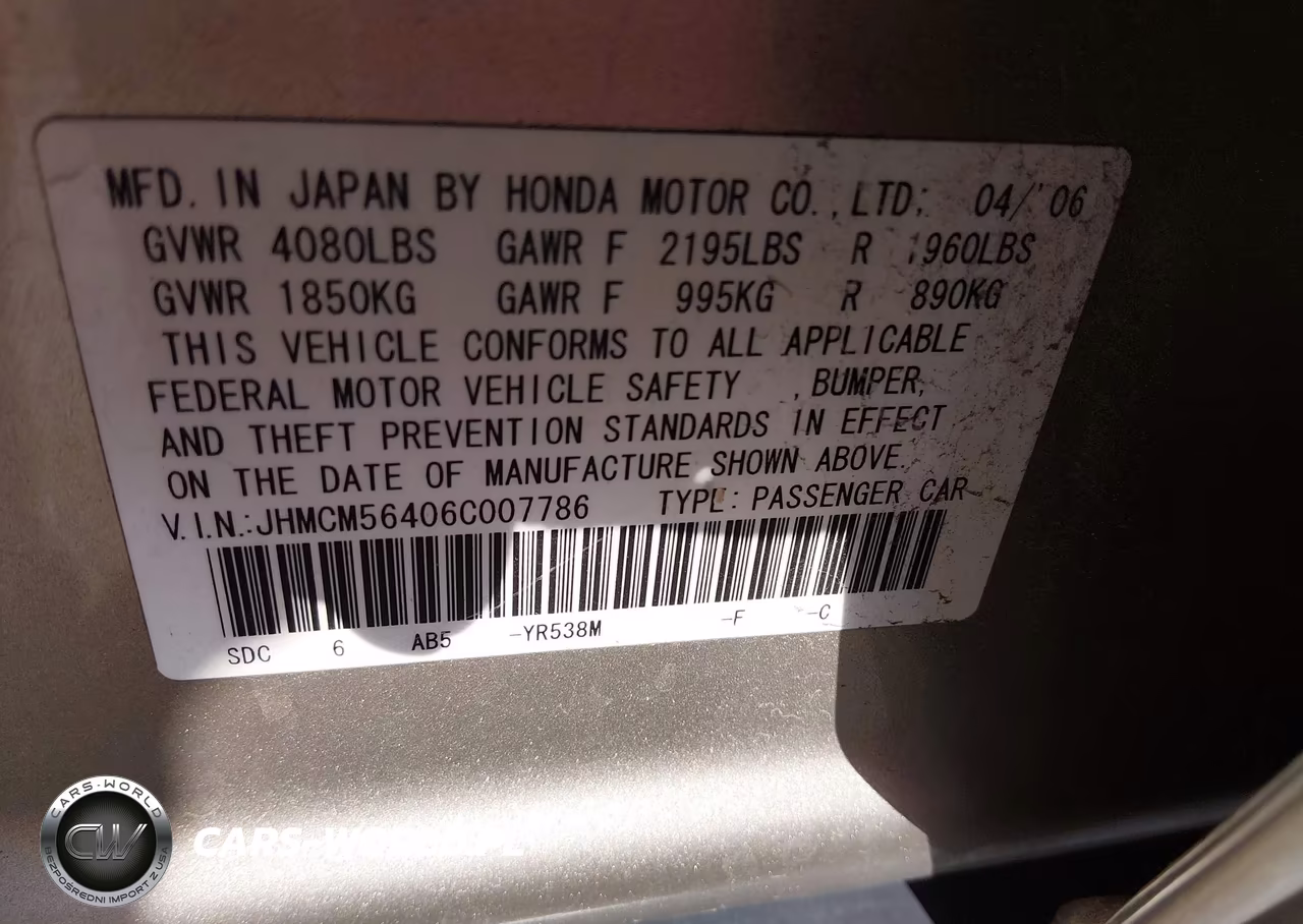 2006 Honda Accord 2.4 Lx VIN:JHMCM56406C007786 - 9