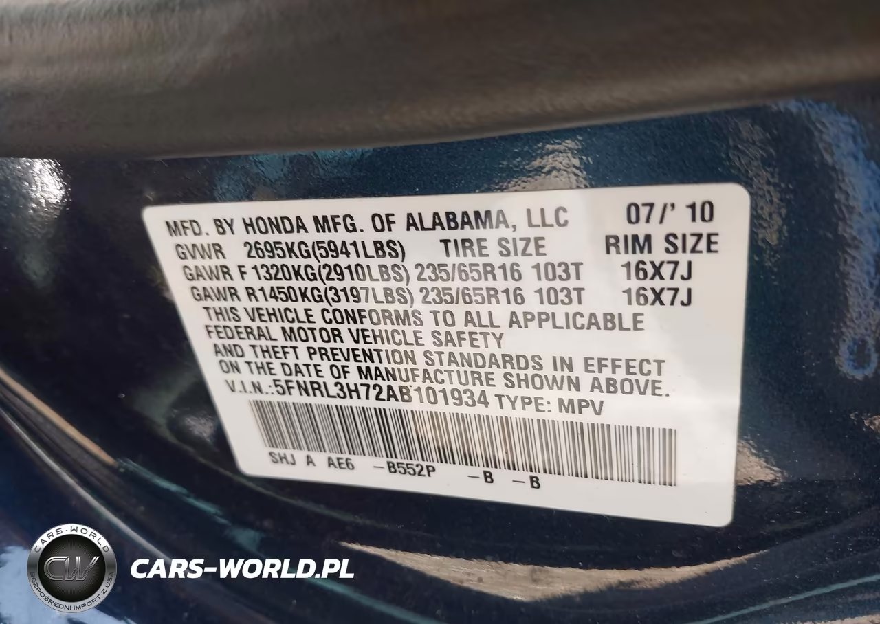 2010 Honda Odyssey Ex-L VIN:5FNRL3H72AB101934 - 9