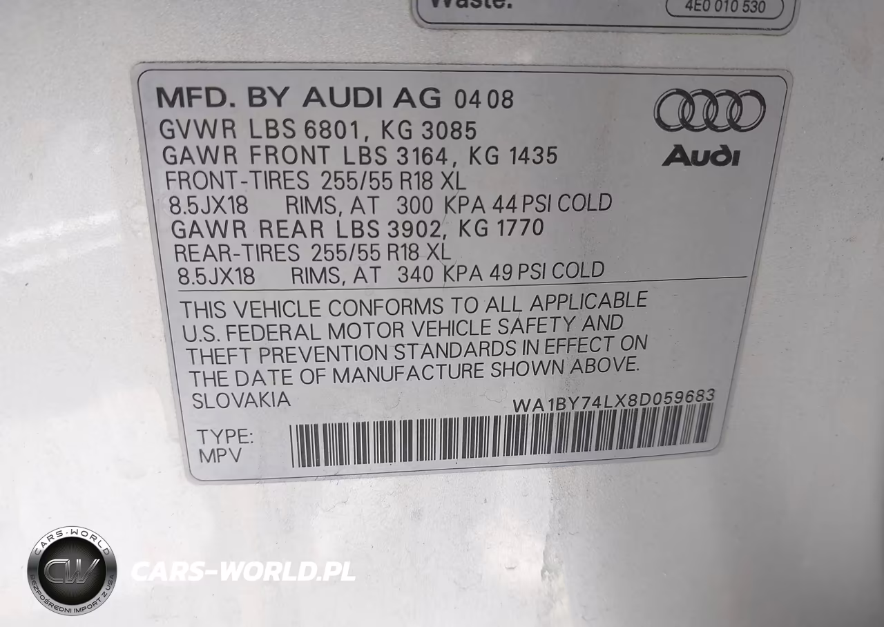 2008 Audi Q7 3.6 Premium VIN:WA1BY74LX8D059683 - 9