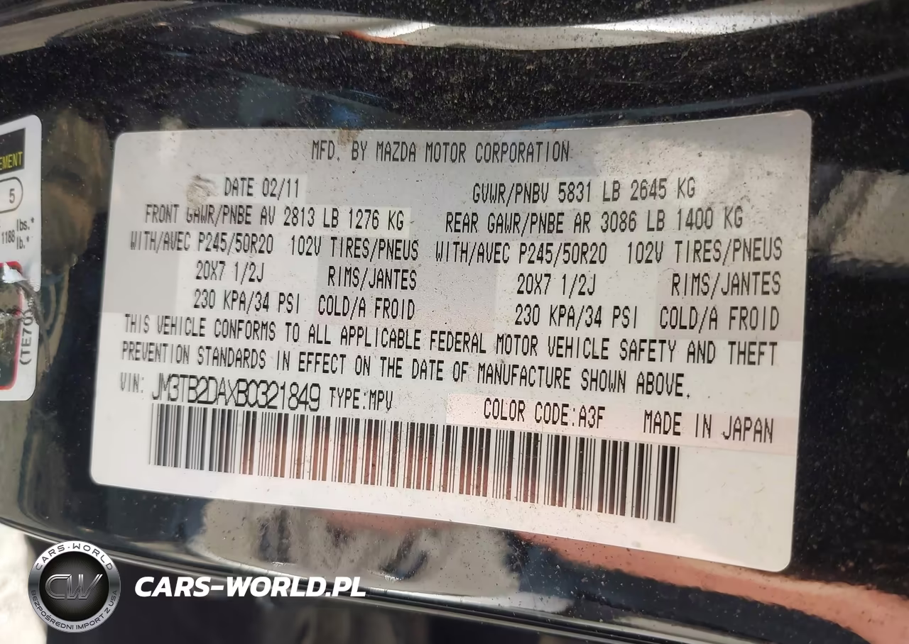 2011 Mazda Cx-9 Grand Touring VIN:JM3TB2DAXB0321849 - 9