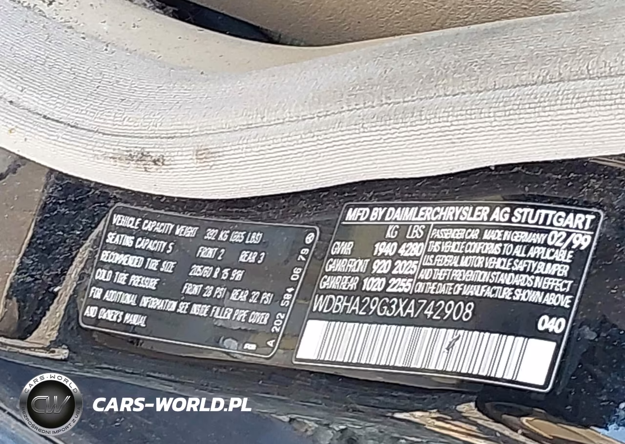 1999 Mercedes-Benz C 280 VIN:WDBHA29G3XA742908 - 9
