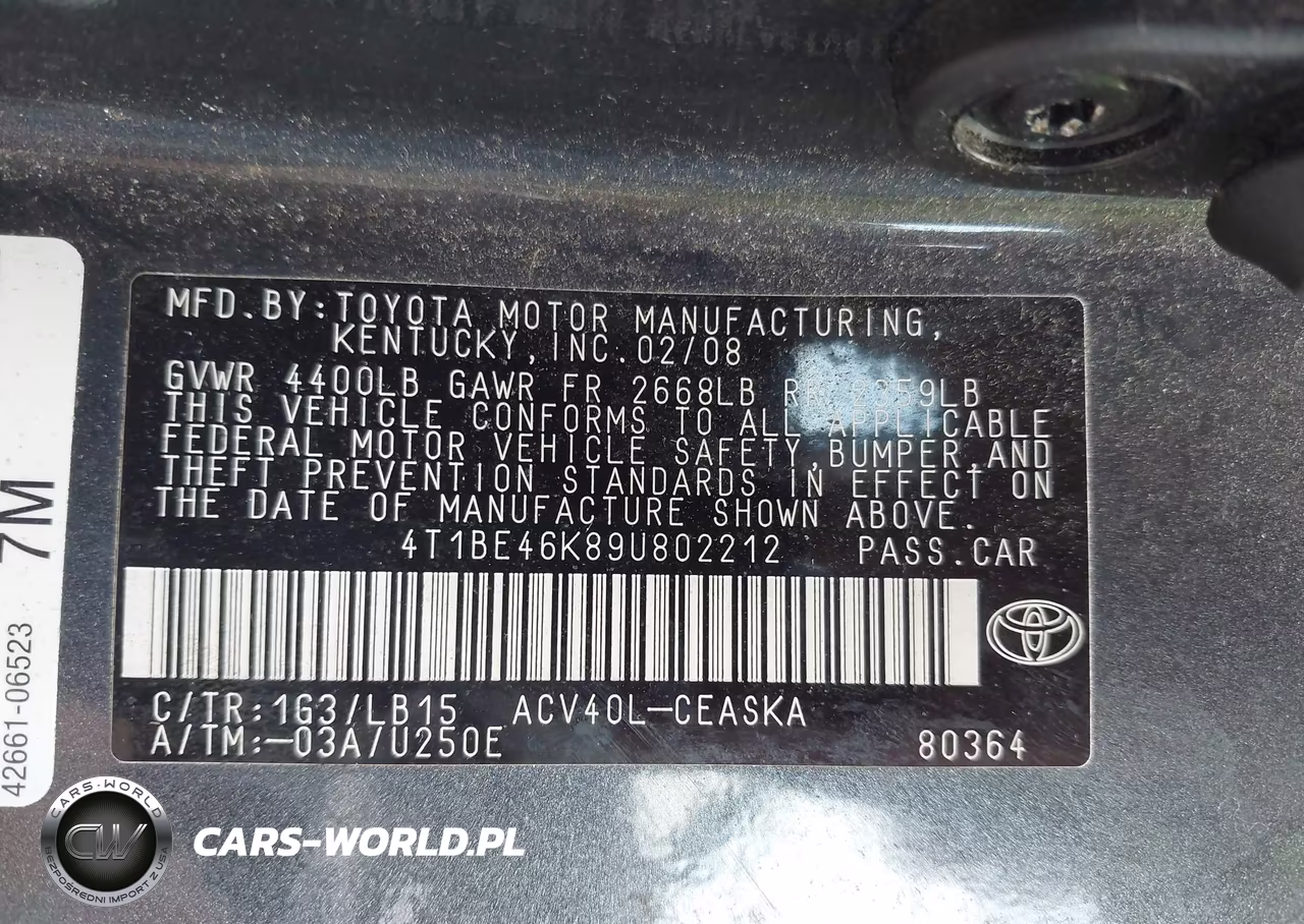 2009 Toyota Camry Se VIN:4T1BE46K89U802212 - 9
