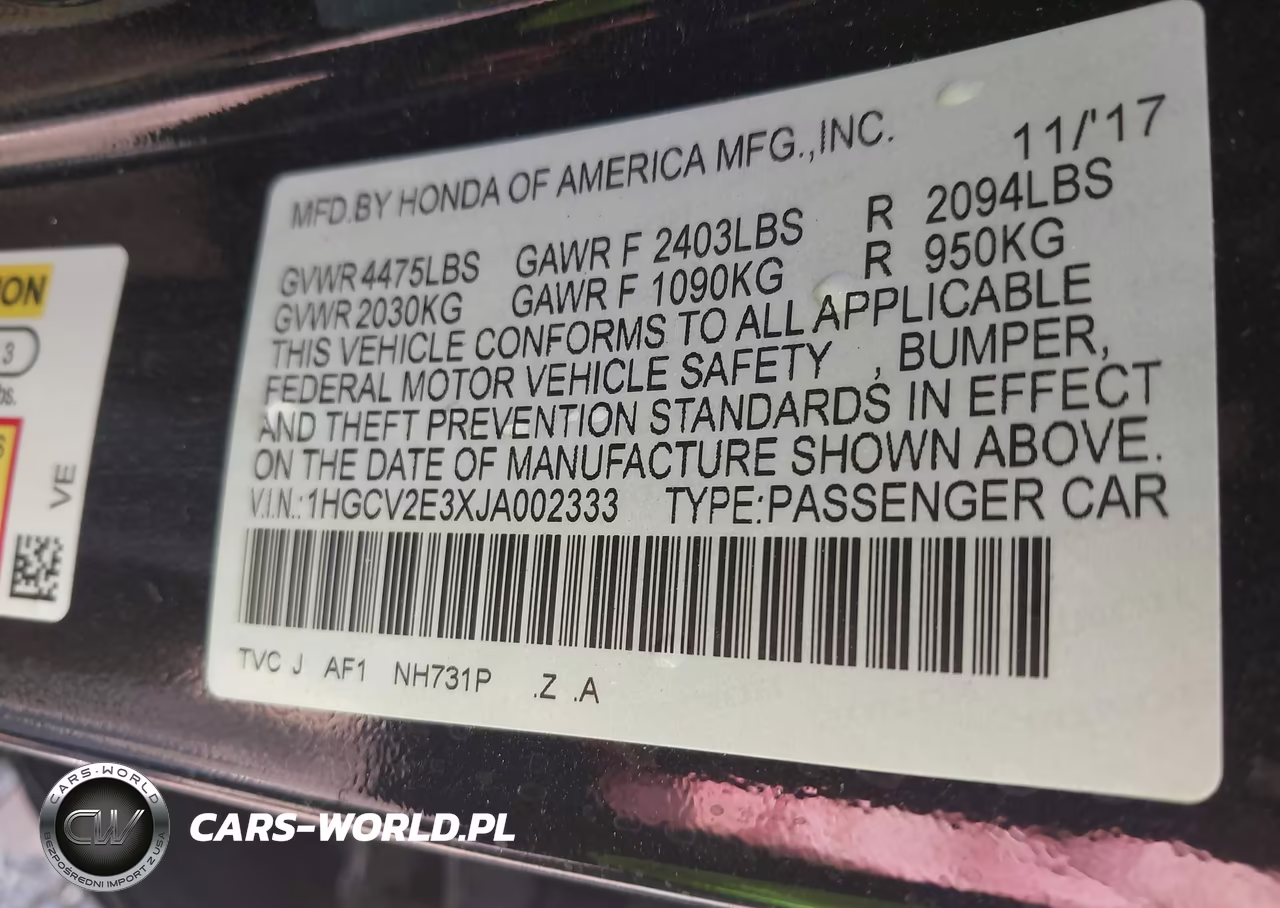 2018 Honda Accord Sport 2.0T VIN:1HGCV2E3XJA002333 - 9