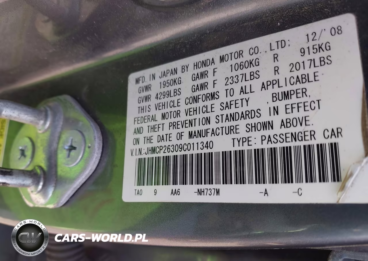 2009 Honda Accord 2.4 Lx VIN:JHMCP26309C011340 - 9