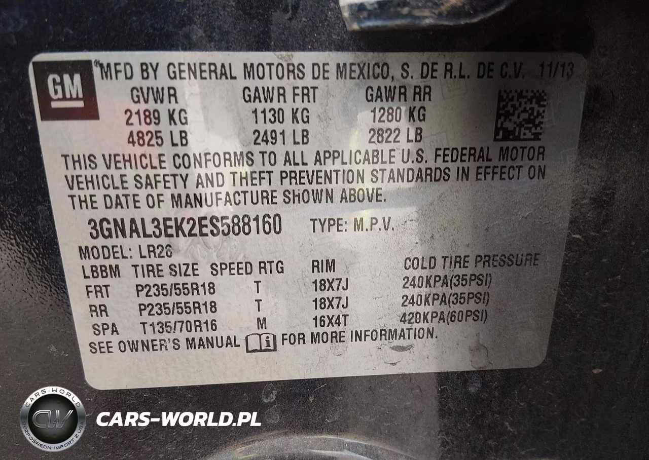 2014 Chevrolet Captiva Sport Fleet Lt VIN:3GNAL3EK2ES588160 - 9