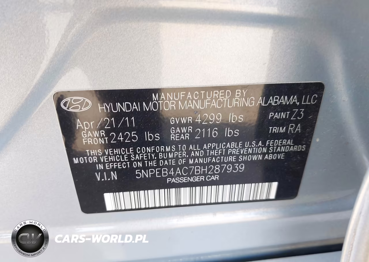 2011 Hyundai Sonata Gls VIN:5NPEB4AC7BH287939 - 9