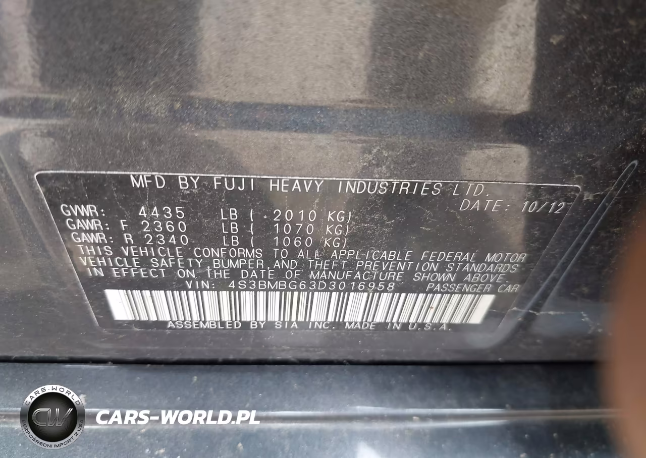 2013 Subaru Legacy 2.5I Premium VIN:4S3BMBG63D3016958 - 9