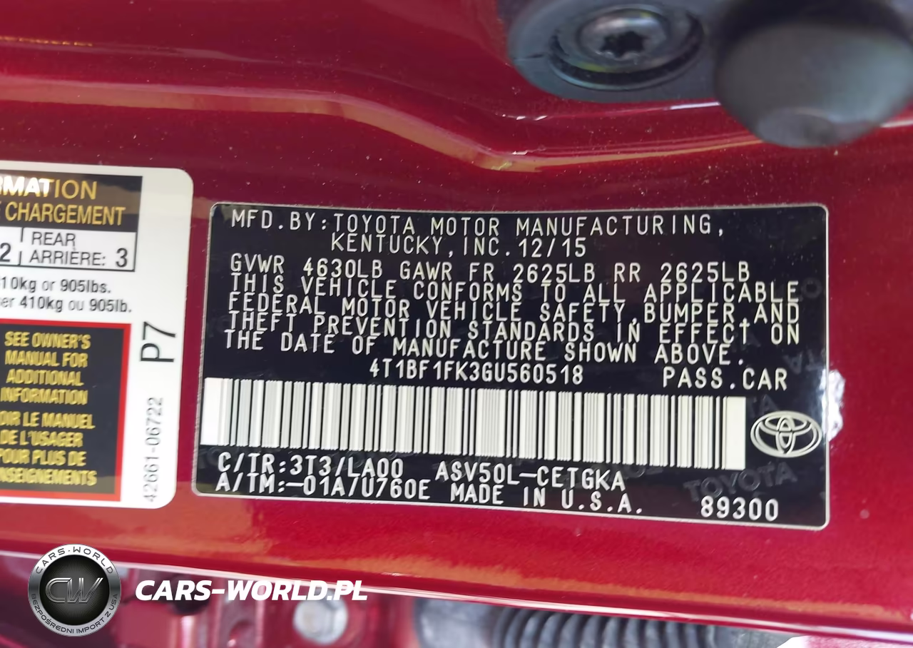 2016 Toyota Camry Xle VIN:4T1BF1FK3GU560518 - 9