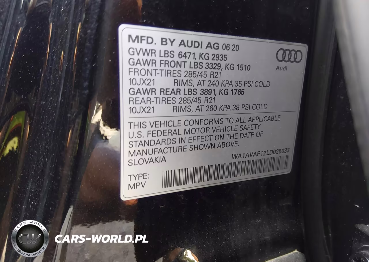 2020 Audi Q8 Premium 55 Tfsi Quattro Tiptronic VIN:WA1AVAF12LD025033 - 9