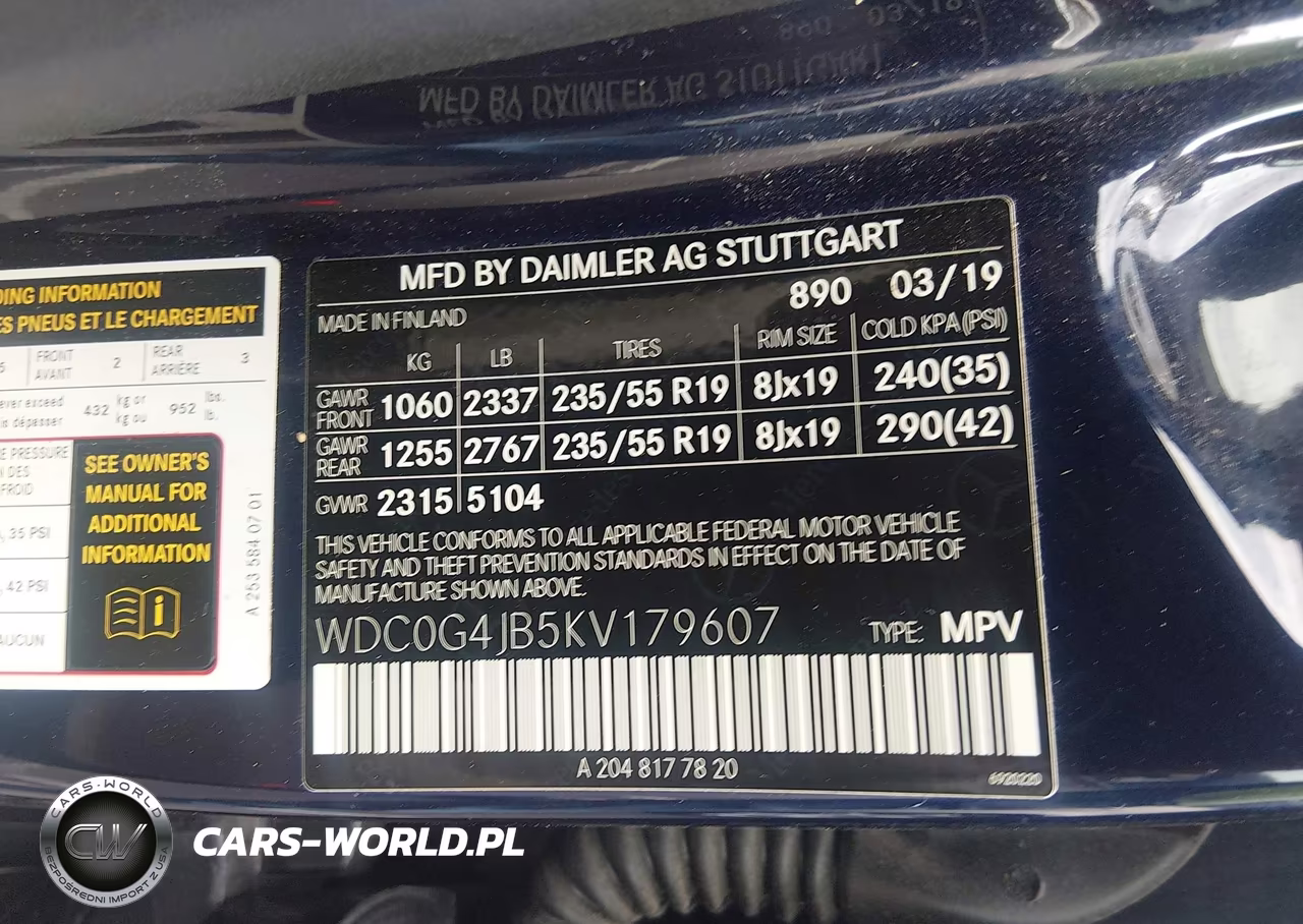 2019 Mercedes-Benz Glc 300 VIN:WDC0G4JB5KV179607 - 9