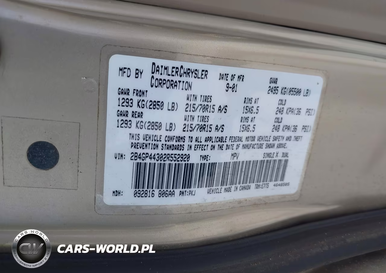 2002 Dodge Grand Caravan Sport VIN:2B4GP44302R552920 - 9