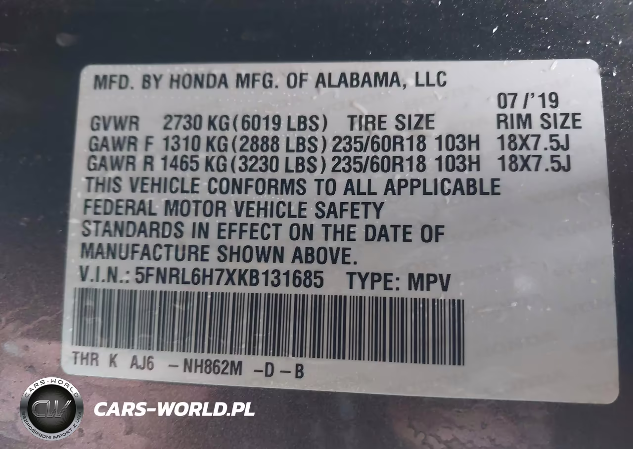 2019 Honda Odyssey Ex-L VIN:5FNRL6H7XKB131685 - 9