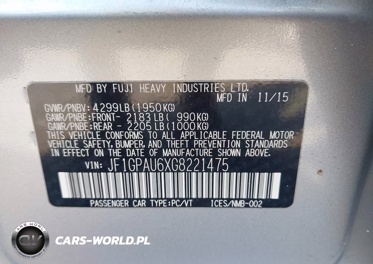 2016 Subaru Impreza 2.0I Sport Limited VIN:JF1GPAU6XG8221475 - 9