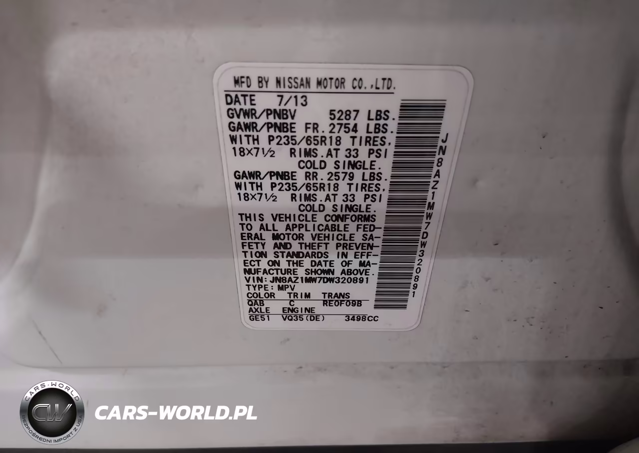 2013 Nissan Murano S VIN:JN8AZ1MW7DW320891 - 9