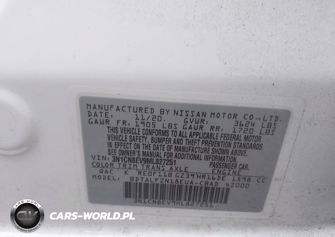 2021 Nissan Versa Sv VIN:3N1CN8EV9ML827251 - 9