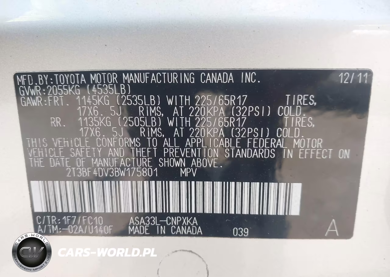2011 Toyota Rav4 VIN:2T3BF4DV3BW175801 - 9