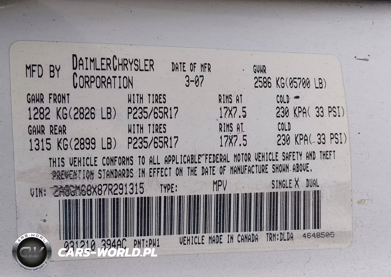 2007 Chrysler Pacifica Touring VIN:2A8GM68X87R291315 - 9