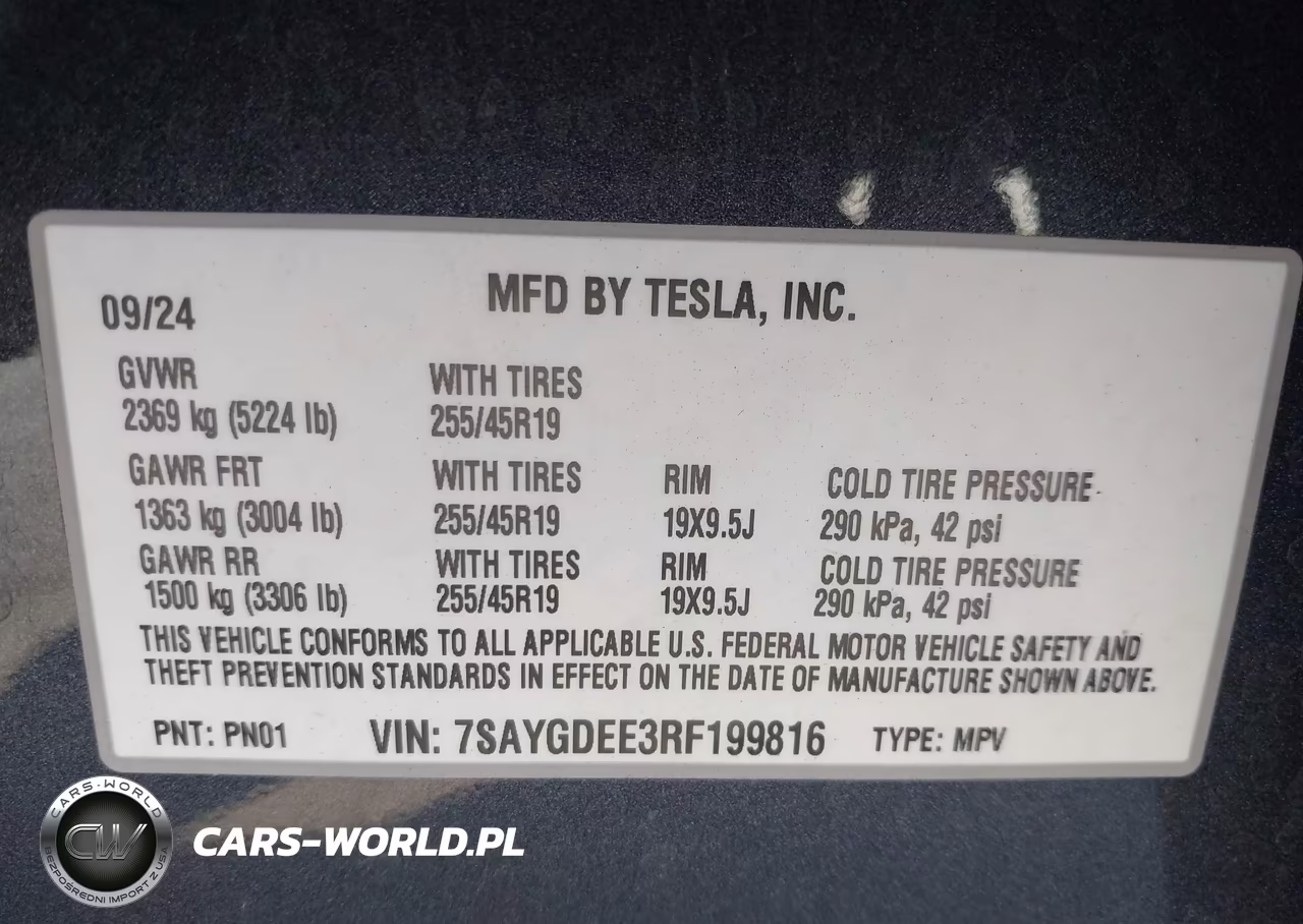 2024 Tesla Model Y Long Range Dual Motor All-Wheel Drive VIN:7SAYGDEE3RF199816 - 9