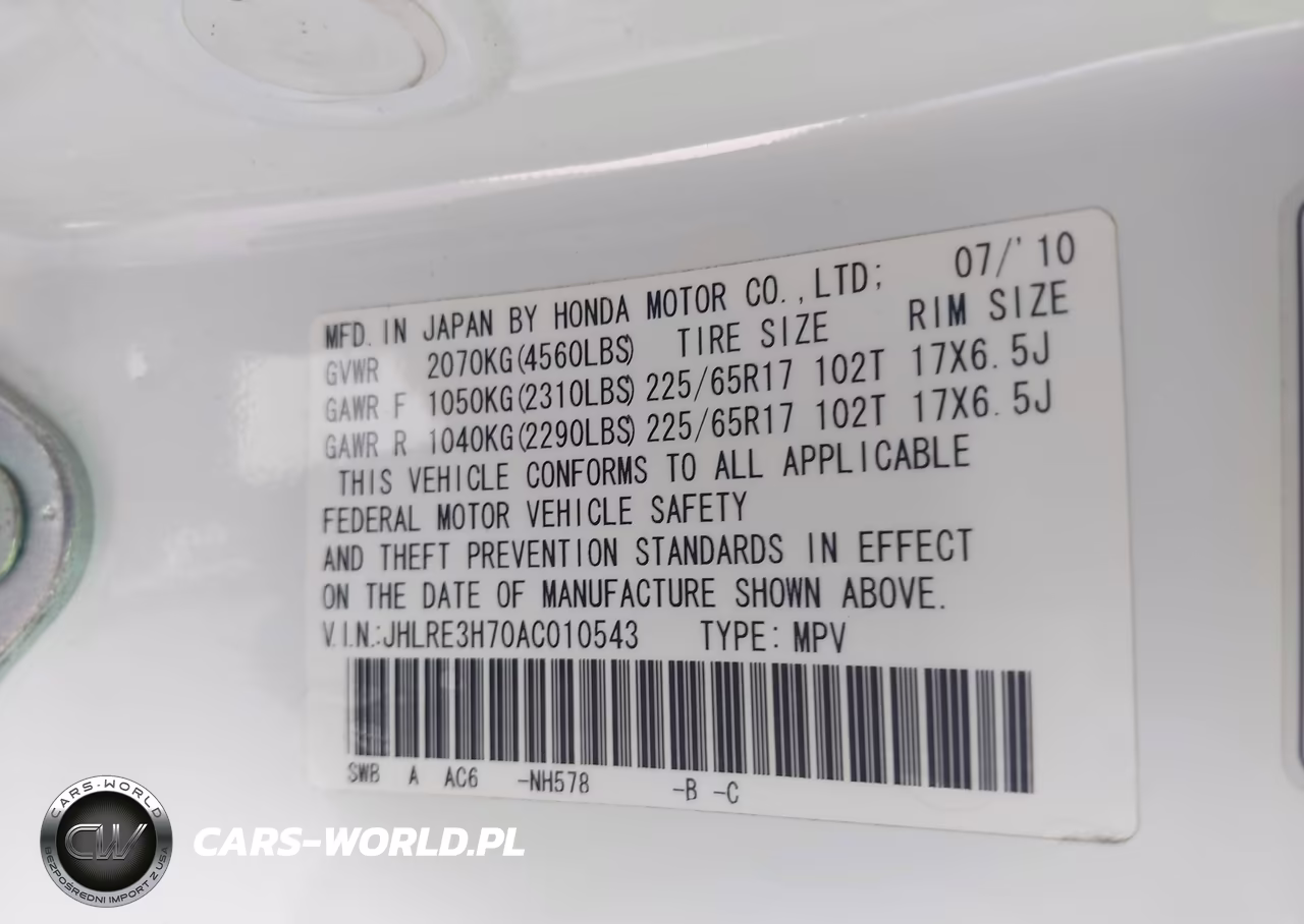 2010 Honda Cr-V Ex-L VIN:JHLRE3H70AC010543 - 9
