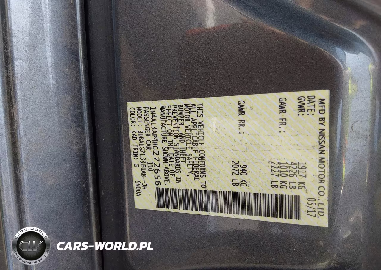 2017 Nissan Altima 2.5 VIN:1N4AL3AP4HC272656 - 9
