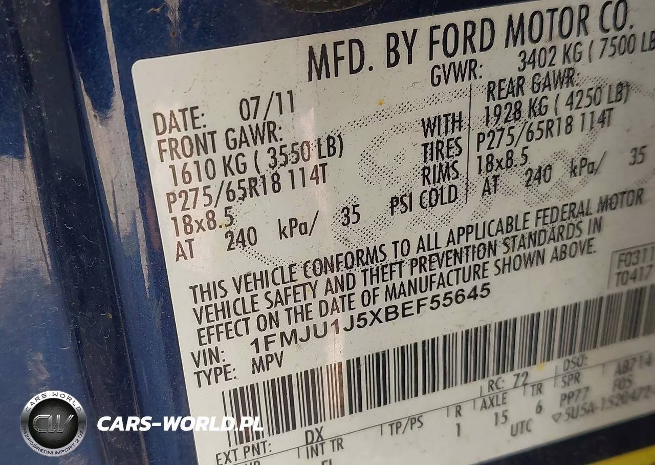 2011 Ford Expedition Xlt VIN:1FMJU1J5XBEF55645 - 9