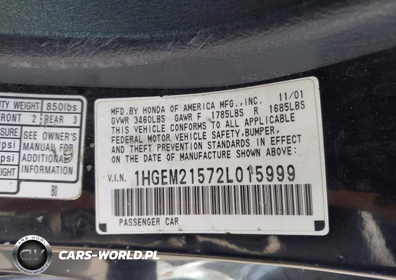 2002 Honda Civic Lx VIN:1HGEM21572L015999 - 9