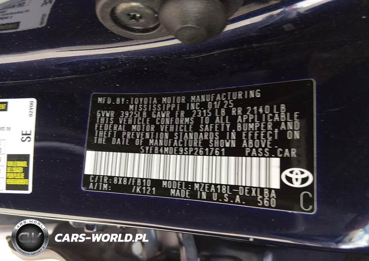 2025 Toyota Corolla Le VIN:5YFB4MDE9SP261761 - 9