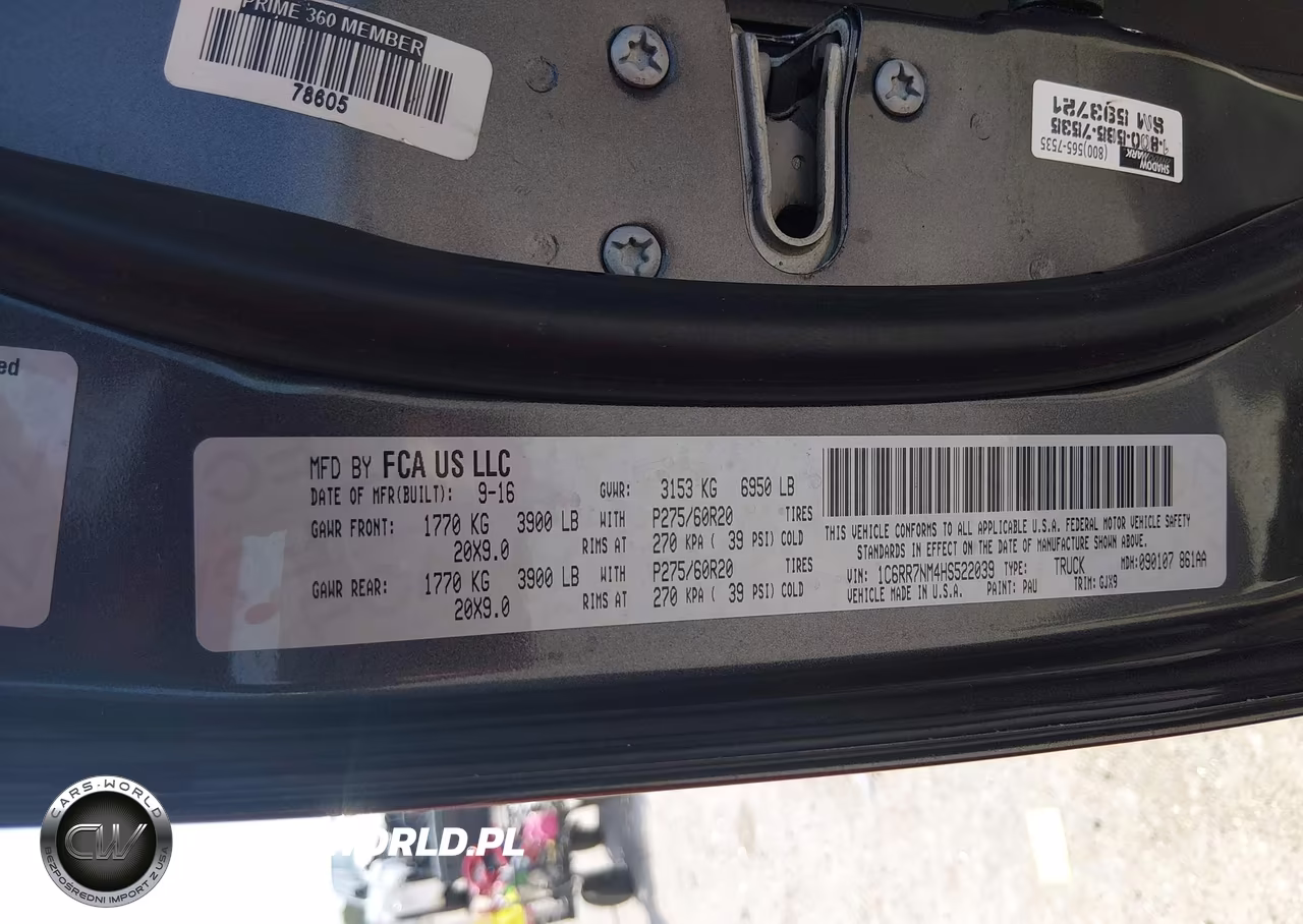 2017 RAM 1500 LARAMIE VIN:1C6RR7NM4HS522039 - 9