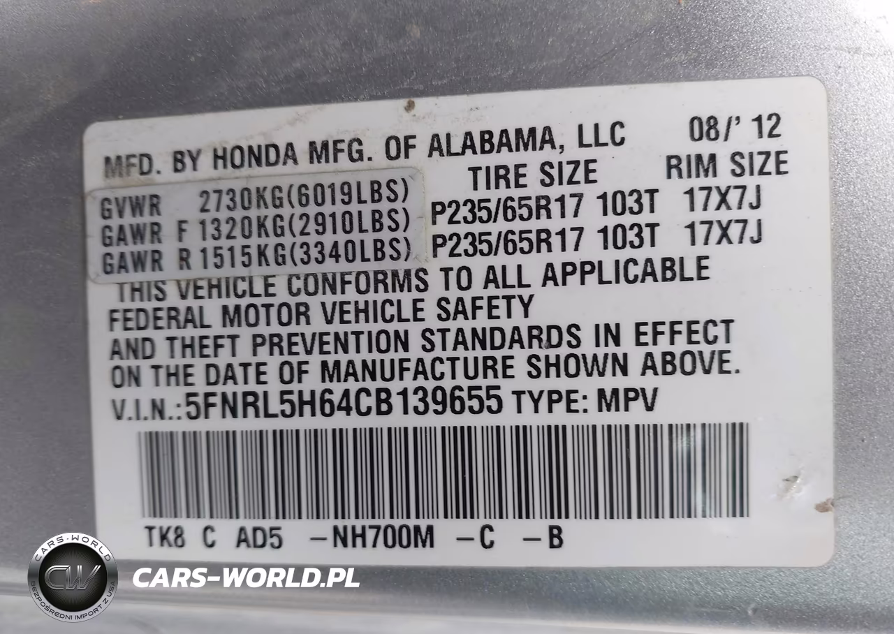 2012 Honda Odyssey Ex-L VIN:5FNRL5H64CB139655 - 9