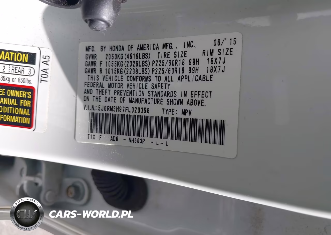 2015 Honda Cr-V Touring VIN:5J6RM3H97FL020358 - 9