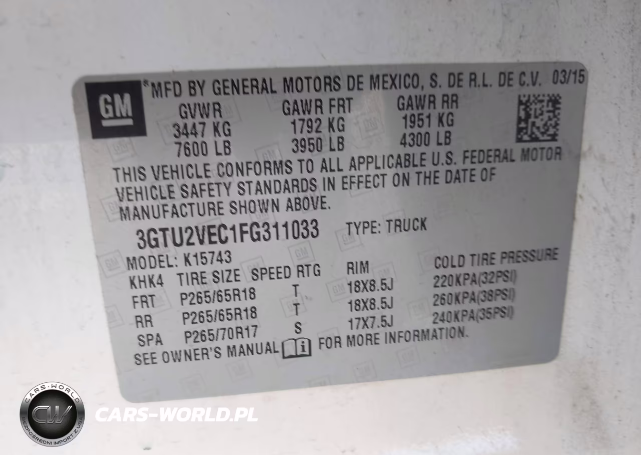 2015 GMC Sierra 1500 Slt VIN:3GTU2VEC1FG311033 - 9