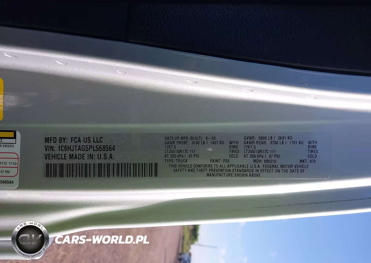 2023 Jeep Gladiator Willys 4X4 VIN:1C6HJTAG5PL568564 - 9