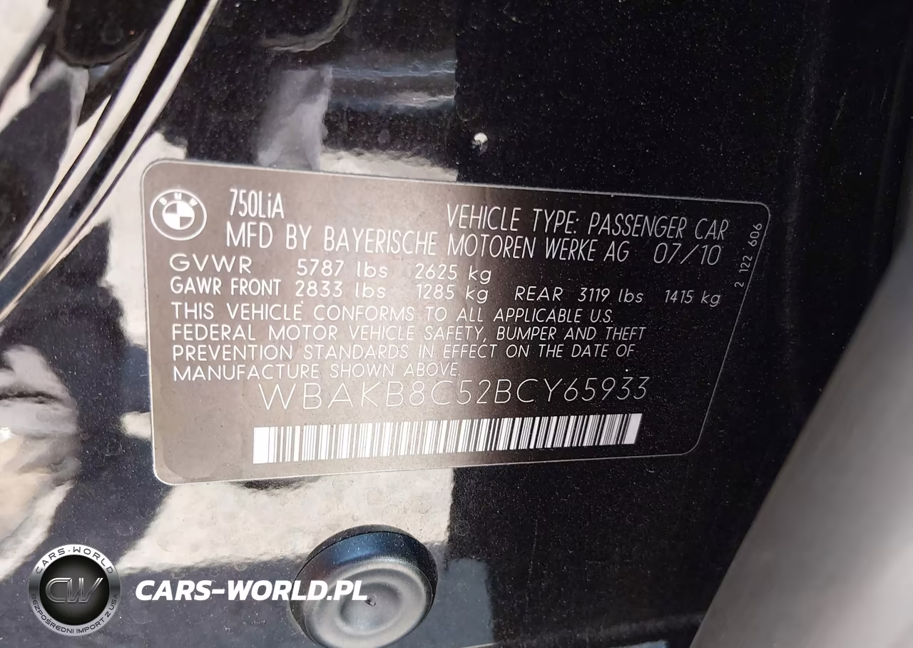 2011 BMW 750Li VIN:WBAKB8C52BCY65933 - 9
