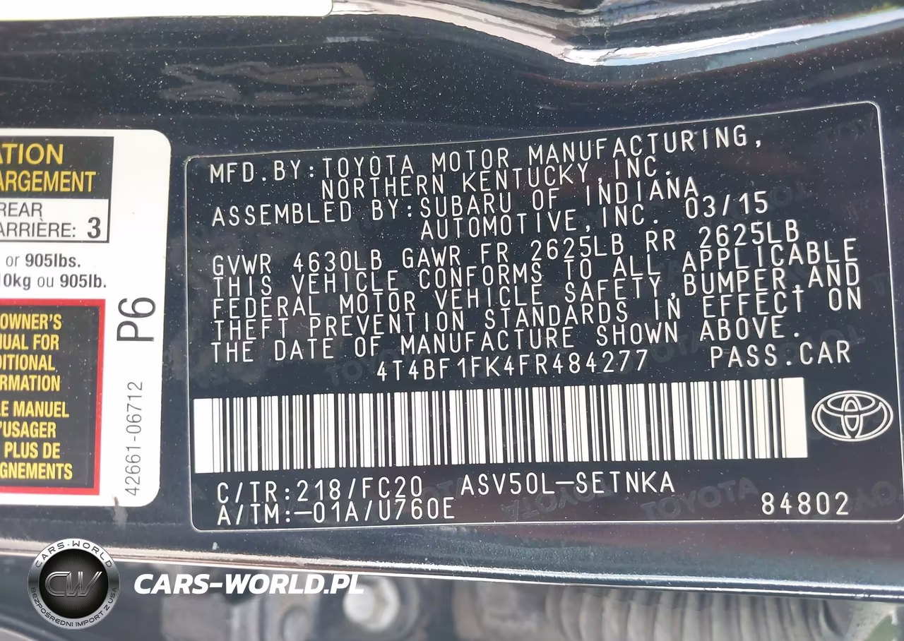 2015 Toyota Camry Le VIN:4T4BF1FK4FR484277 - 9