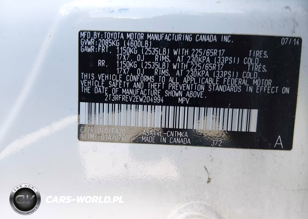2014 Toyota Rav4 Xle VIN:2T3RFREV2EW204994 - 9
