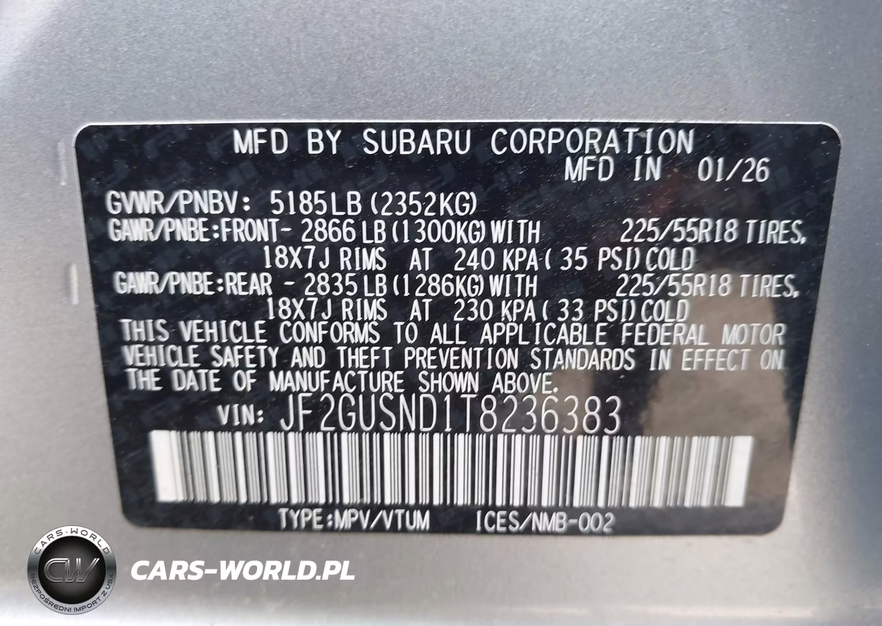 2026 Subaru Crosstrek Limited VIN:JF2GUSND1T8236383 - 9