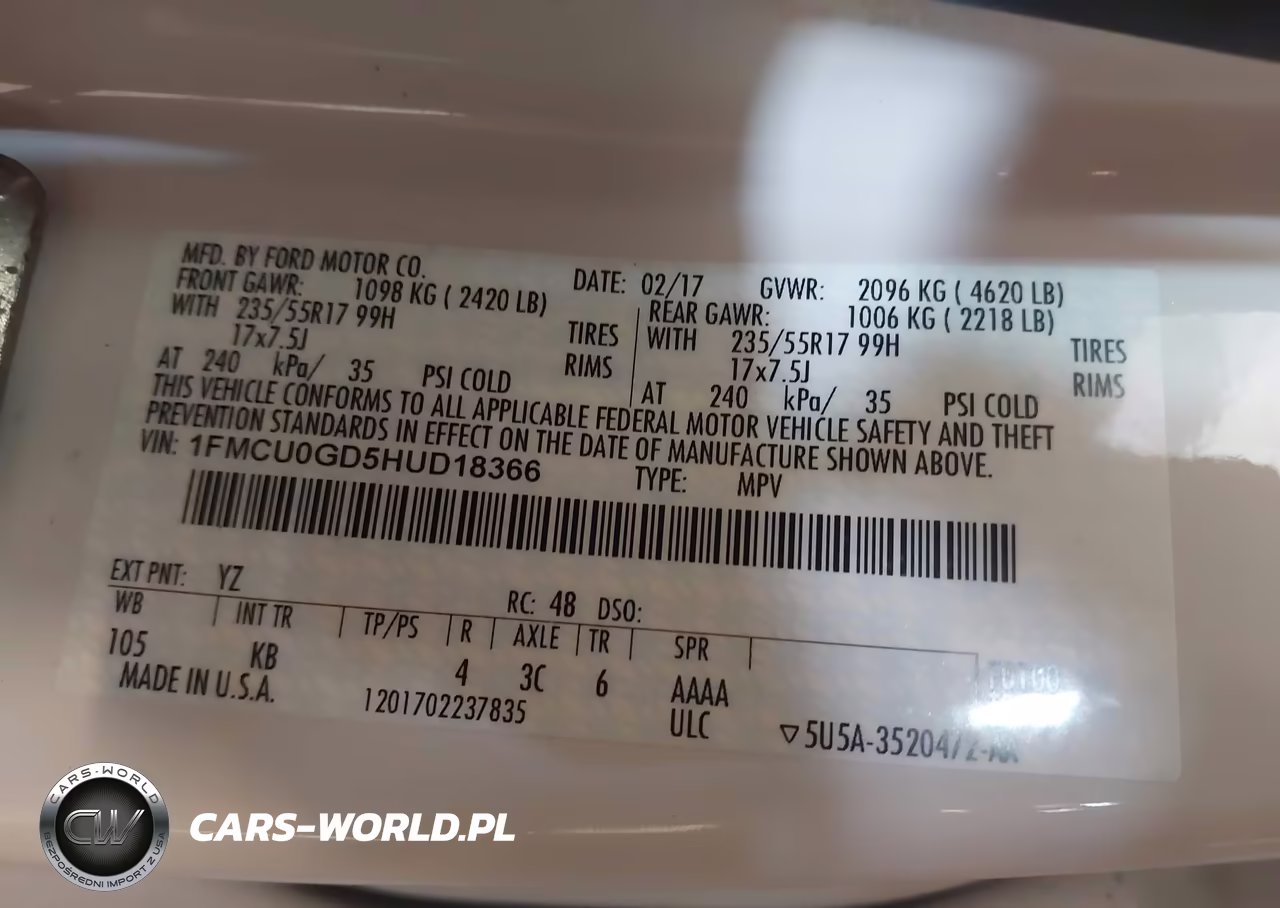 2017 Ford Escape Se VIN:1FMCU0GD5HUD18366 - 9